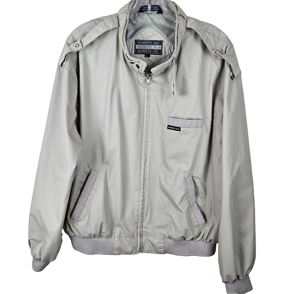 VTG 90s Members Only Jacket Mens Large beige classic iconic racer bomber